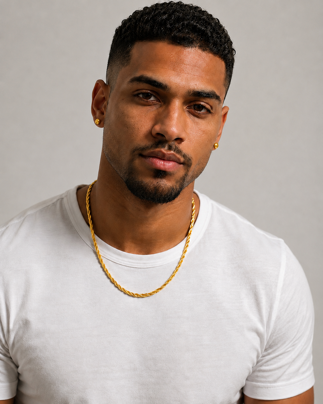 Canada24kGold male model wearing 24K gold jewelry